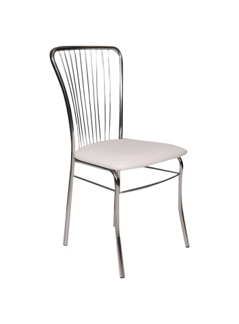 Castellod - Chaise classique avec assise en éco-cuir blanc