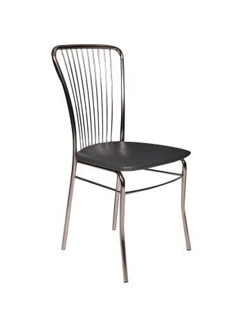 Castellod - Klassischer Stuhl mit Sitz aus schwarzem Öko-Leder