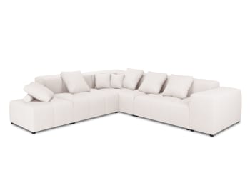 Margo - Canapé d'angle 5 places en tissu structuré blanc