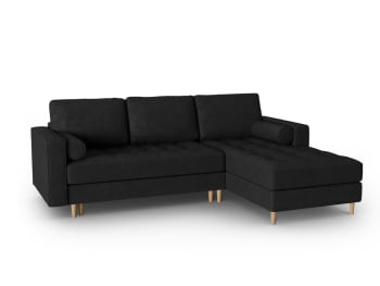 Gobi - Canapé d'angle 5 places en imitation cuir noir