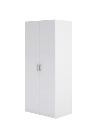 Belle - Armoire polyvalente à 2 portes effet bois blanc 180x50 cm