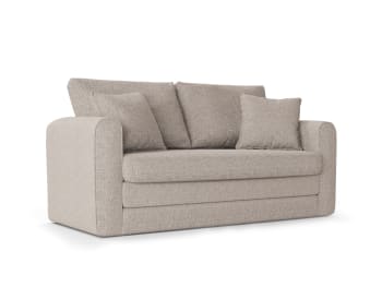 Lido - 2-Sitzer ausklappbares Sofa aus strukturiertem Stoff, hellgrau