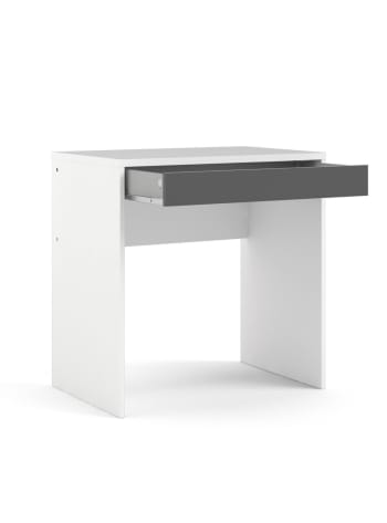 Celine - Bureau linéaire avec un tiroir en bois blanc