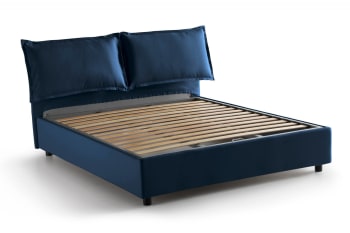 Deborah - Letto matrimoniale in tessuto blu 160x190 cm