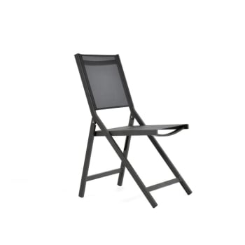 Milos - Chaise de jardin pliante aluminium et textilène gris