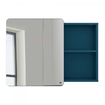 Atole - Miroir placard salle de bain 58x80cm en bois bleu foncé