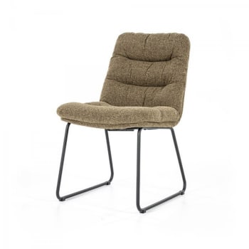 Isor - Chaise moderne rembourrée en tissu matelassé marron