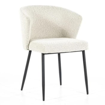 Chaise de salle à manger design tissu bouclé beige avec accoudoirs -  Cortone Référence : CD_Ch38E