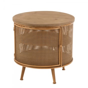 Rox - Table d'appoint ronde effet cannage