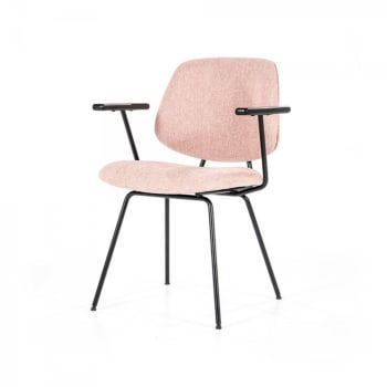 Edite - Chaise moderne avec accoudoirs en tissu rose