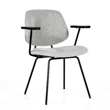 Edite - Chaise moderne avec accoudoirs en tissu gris