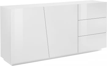 John - Buffet avec 2 portes effet bois blanc brillant 180x43h86 cm