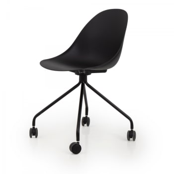 Swimmy - Chaise de bureau design à roulette en plastique noir