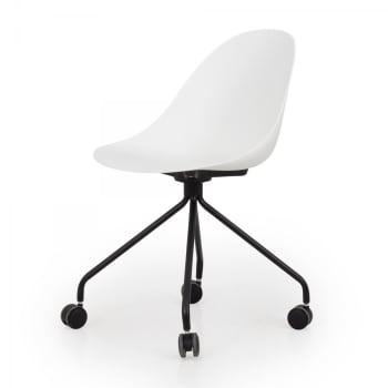 Swimmy - Chaise de bureau design à roulette en plastique blanc