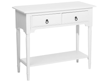Lowell - Console blanche avec 2 tiroirs