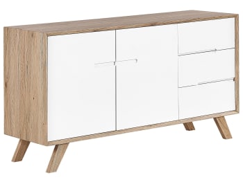 Forester - Commode blanche et effet bois clair 3 tiroirs