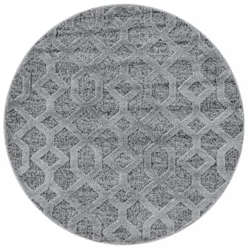 Boheme - Tapis bohème rond à relief gris 80x80cm