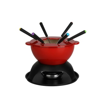 Service à Fondue Au Chocolat MIJOMA 13cm - Céramique Blanche étoiles Dorées, 4 Fourchettes 16cm Incluses