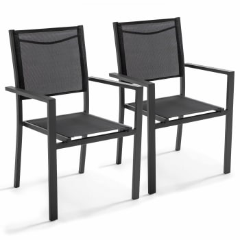 Sedia da Giardino con Braccioli in Alluminio e Textilene Bianco e