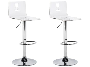 Busan - Set de 2 chaises de bar transparentes blanches