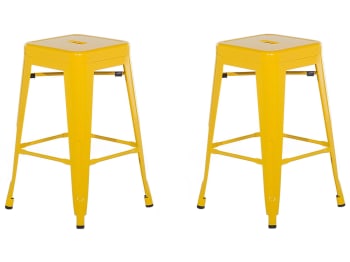Cabrillo - Lot de 2 tabourets de bar jaune de 60 cm