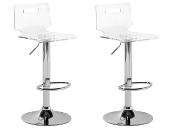 Malta - Set de 2 chaises de bar transparentes blanches