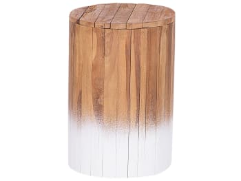 Movas - Tavolino legno di teak chiaro/bianco ⌀ 30 cm