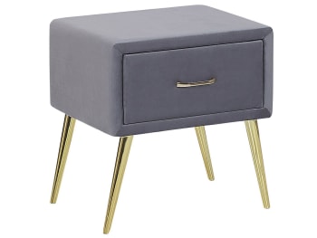 Comodino 2 cassetti metallo blu e oro Kylea