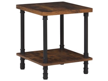 Veril - Table de chevet effet bois foncé et noire