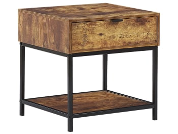 Berkley - Table appoint rectangulaire effet bois foncé et noire 45 x 40 cm