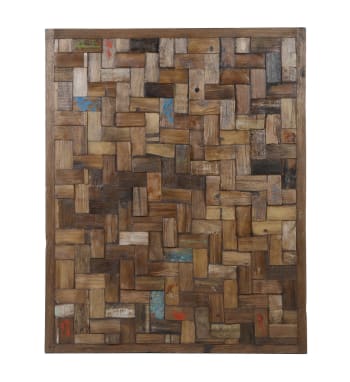 Panneau morceaux en bois multicolorés 80x100 cm