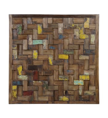 Panel de trozos de madera multicolor 80x80 cm