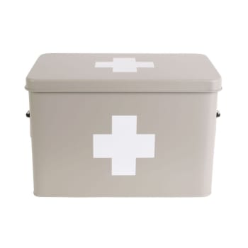 MEDICINE BOX CROSS - Boîte à pharmacie métal gris