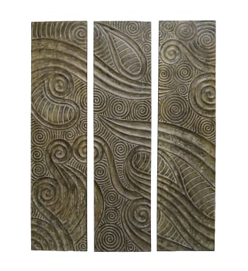 3 panneaux en bois de manguier marron blanchi H 140 cm