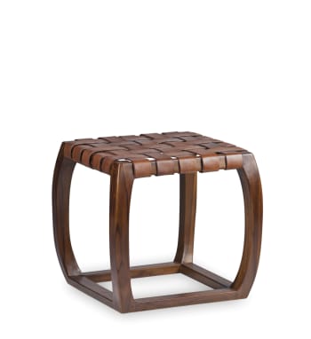 Tabouret bas en bois et corde naturelle BANGKOK