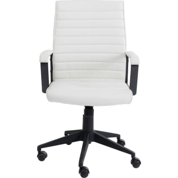 Labora - Chaise de bureau pivotante réglable à roulettes blanche