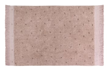 WOODS SYMPHONY - Alfombra lavable de algodón rosa 140x200