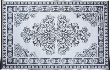 Tapis d'extérieur réversible motif Perse noir/blanc 186 x 119 cm
