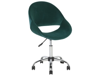 Selma - Chaise à roulette en velours vert émeraude
