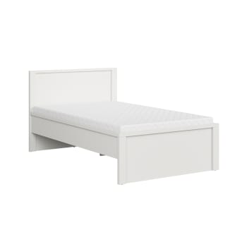 Soren - Lit 120x200 tête de lit haut stratifiés blanc mat