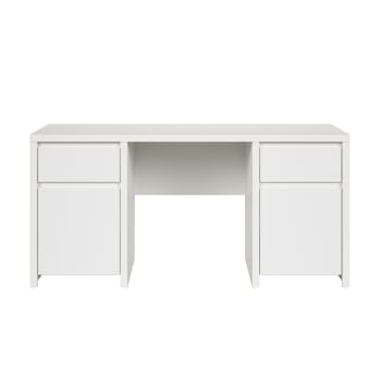 Soren - Bureau 2 portes 2 tiroirs blanc