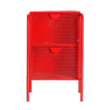 ARVERT - Table Chevêt en Fer Rouge, 41x37x66 cm