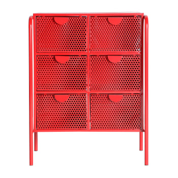 ARVERT - Table Chevêt en Fer Rouge, 61x37x77 cm