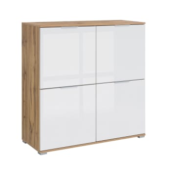 Buffet 4 portes blanc et naturel