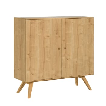 Meuble marron 2 portes bois de jamelonier et cannage naturel ISA