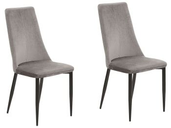Clayton - Lot de 2 chaises en velours gris