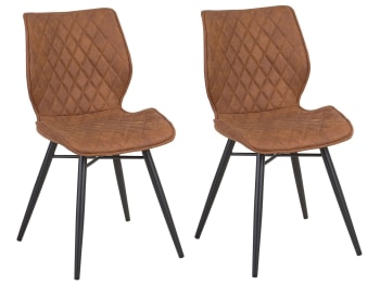 Lisle - Lot de 2 chaises en tissu marron