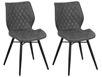 Lisle - Lot de 2 chaises en tissu gris