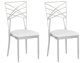 Girard - Lot de 2 chaises en métal argenté