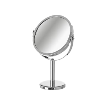 Miroir grossissant (x2) double face en métal argenté